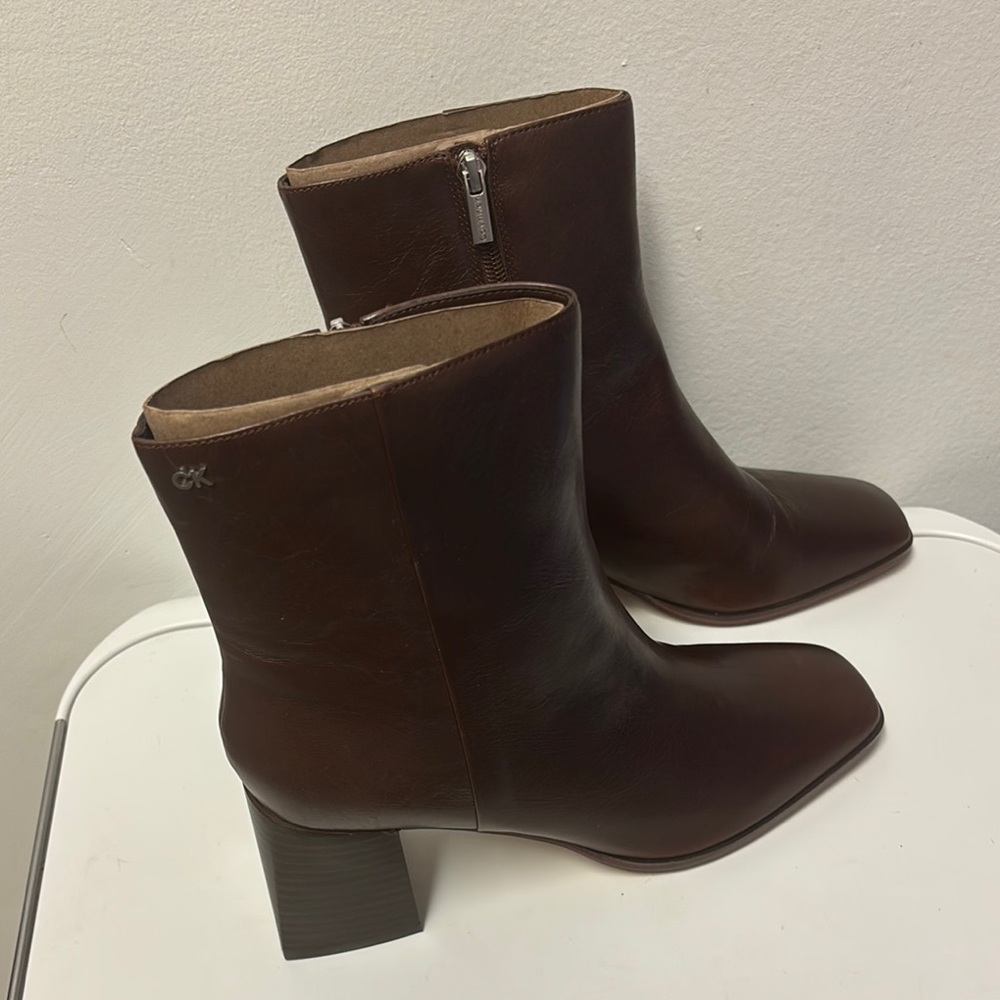Calvin Klein Women's Broma Mid Calf Boot Brown Heeled Boots, Brand New - Picture 3 of 10